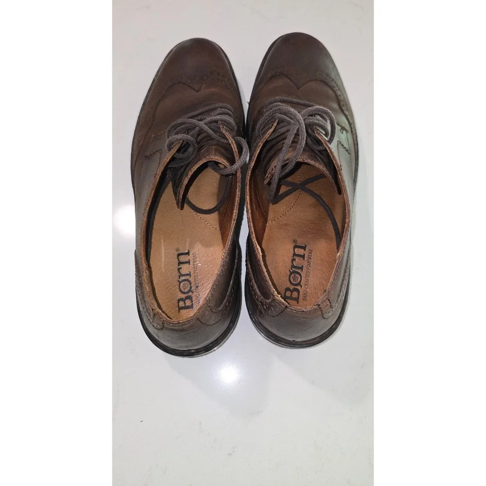 Born Mens Hemlock Brown Leather Wingtip Oxford Dress Shoes Size 11 H10608